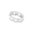 Minimalistische S925 sterling zilveren ring met gepolijst Cubaanse schakelontwerp op witte basis - 925 zilver / Witgoud