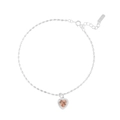 Bracciale in argento sterling S925 con pendente in zircone a cuore rosa arancio - Argento 925 / Arancione