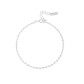 S925 Sterlingsilber Minimalistisches Perlenarmband mit ovalen Perlen und Verschlusskette - Armband - Weißgold