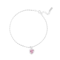 Cavigliera minimalista in argento S925 con ciondolo a cuore in zircone rosa brillante - Argento 925 / Rosa