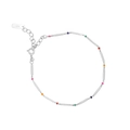 Bracciale arcobaleno in argento S925 con catena a maglie di bambù per donne - Oro Bianco