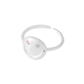 Minimalist S925 silver smiley face ring with zircon inlay and adjustable open band - Size 13 (Adjustable Open) / Silver