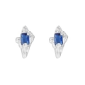 Pendientes irregulares de plata S925 con piedras de circón azul rectangulares - Plata 925 / Azul