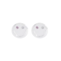 S925 sterling silver smiley face earrings with micro-set pink and clear cubic zirconia - Smiley Face (ES436-Silver) / 925 Silver