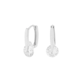 Orecchini a cerchio a U in argento S925 con zirconi tondi scintillanti da donna - Argento 925 / Oro Bianco