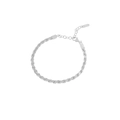 Minimalistisches S925 Sterlingsilber Kordelarmband mit Karabinerverschluss und Verlängerung - 925er Silber / Weißgold