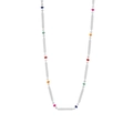 Collana a catena bamboo in argento sterling S925 con perline arcobaleno colorate - Argento 925 / Color Platino (XL369)