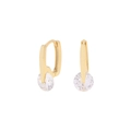 Orecchini a U dorati con zirconi tondi sfaccettati in uno stile geometrico e moderno - Argento 925 / Oro 18K