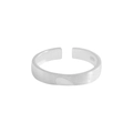 Bague ajustable en argent S925 avec finition brossée mate et détail de cœur poli argenté - Ouvert Réglable / Style Femme (Taille 14)