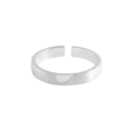 Bague ouverte minimaliste en argent sterling S925 avec finition brossée et cœur - Ouvert Réglable / Style Homme (Taille 20)