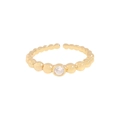 Minimalistischer vergoldeter S925 Silberperlenring mit funkelndem Zirkonstein - Größe 13 (Verstellbar) / 18K Gold