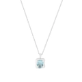 Minimalistische S925 Sterlingsilber Kette mit unregelmäßigem flüssigem Metall und blauem Stein - 925er Silber / Weißgold