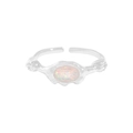 Elegante anello con opale regolabile in argento sterling S925 con texture martellata - Taglia 13 (Regolabile) / Oro Bianco