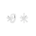 Minimalist S925 sterling silver bow earrings with polished finish and hallmark - 925 Silver / White Gold