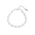 Pulsera artesanal de plata de ley S925 con perlas barrocas y pequeñas cuentas de plata - Plata 925 / Oro Blanco
