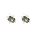 Minimalist S925 silver stud earrings with rectangular emerald green cubic zirconia stones - 925 Silver / Olive Green