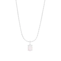 Minimalist S925 silver necklace with an oval white opal pendant in a four-prong setting - 925 Silver / XL385-White Gold
