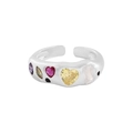 S925 silver open ring featuring irregular wave design and colorful zircon stones - Size 13 (Open Adjustable) / Silver