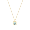 Halskette in Gold mit unregelmäßigem blauem Edelstein und eleganter Ankerkette - 925er Silber / 18K-Gold