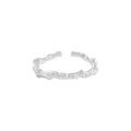Minimalist S925 silver liquid lava ring with irregular textured adjustable open design - Size 14 (Adjustable) / White Gold