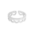 Minimalist S925 sterling silver ring with unique pleated texture and hollow lace design - Size 13 (Adjustable) / Silver