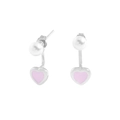 Eleganti orecchini a perno in argento S925 con perle bianche e ciondoli a cuore rosa - Viola rosato