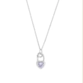 S925 sterling silver necklace featuring a purple heart zircon and twisted knot pendant - 925 Silver / Purple