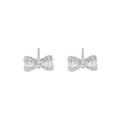 Pendientes de lazo en plata S925 con circonitas brillantes para un look elegante - Pieza Única / Plata 925 / Oro Blanco