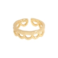 Golden open ring with hammered texture and wavy hollow design in vintage style - Size 13 (Adjustable) / 18K Gold