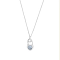 S925 silver necklace with a delicate light blue heart zircon and rope border - 925 Silver / Aqua