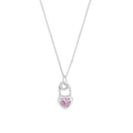 S925 silver necklace featuring a heart-shaped pink zircon and bow-knot detail - 925 Silver / Pink