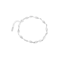 Minimalist S925 sterling silver Mobius bracelet with twisted leaf links and spring clasp - White Gold
