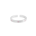 Minimalistischer S925 Sterling Silber Ring gebürstet mit drei rosa Zirkonsteinen - Größe 13 (Verstellbar) / Rosa Strass (JZ792-Rosa Stein)