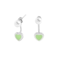 Eleganti orecchini a perno in argento con ciondolo a cuore in smalto verde chiaro - Verde Acqua