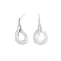 Minimalistische onregelmatige S925 sterling zilveren oorringen met gepolijste afwerking - 925 zilver / ES491-Witgoud