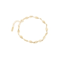 Elegant gold S925 sterling silver Mobius bracelet featuring twisted leaf metal links - 18K Gold