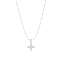 Collana elegante in argento S925 con pendente fiore di ciliegio e zirconi rosa - Argento 925 / Oro Bianco