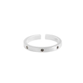 Minimalistischer S925 Sterlingsilber Ring mit Bürstenfinish und dunklen Zirkoniasteinen - Größe 13 (Verstellbar) / Grüner Strass (JZ792-Grüner Stein)