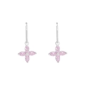 Pendientes de aro en plata S925 con colgantes de flor de cerezo y circón rosa minimalistas - Plata 925 / Plata con circonita rosa