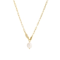 Collar minimalista de plata S925 dorada con cadena de clip y una perla barroca blanca - Plata 925 / Oro de 18K