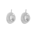 Pendientes minimalistas de plata S925 con diseño de meteorito irregular y brillante - Plata 925 / Oro Blanco