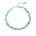 Minimalist S925 sterling silver beaded bracelet with natural blue turquoise stones - 925 Silver / White Gold