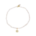 Elegant Baroque pearl necklace for women with gold flower pendant and OT toggle clasp - 18K Gold Color (XL431)
