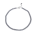 Elegante collana di perle grigie in argento 925 con chiusura in metallo regolabile - Argento 925 / Stile Grigio Argento (XL438-Oro Bianco)