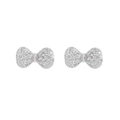 Elegantes pendientes de lazo en plata S925 con pavé de circonitas brillantes - Estilo de Lazo (ES519) / Plata 925 / Oro Blanco