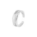 S925 sterling silver minimalist irregular wave open ring with polished finish - No. 15 (Adjustable) / White Gold
