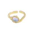Anillo irregular de plata S925 bañada en oro con incrustación de ópalo ovalado - Oro de 18K
