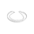 Bracciale rigido minimalista in argento S925 con texture martellata e dettaglio catena - Argento 925 / Argento
