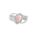 Anello in argento S925 con pietra di luna e texture in metallo liquido dal design chic - Taglia 14 (Aperto Regolabile) / Oro Bianco