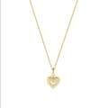 Collana con ciondolo a cuore dorato testurizzato con perla su catena sottile - Argento 925 / Oro 18K